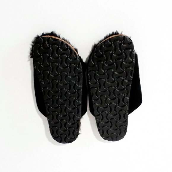 NWOT Unionbay black faux fur faux suede sandals - Picture 15 of 15